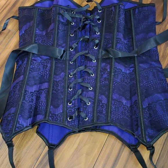 Nwot Lingerie Corset Bustier Bone In Hookeye Garters Large - Picture 6 of 6